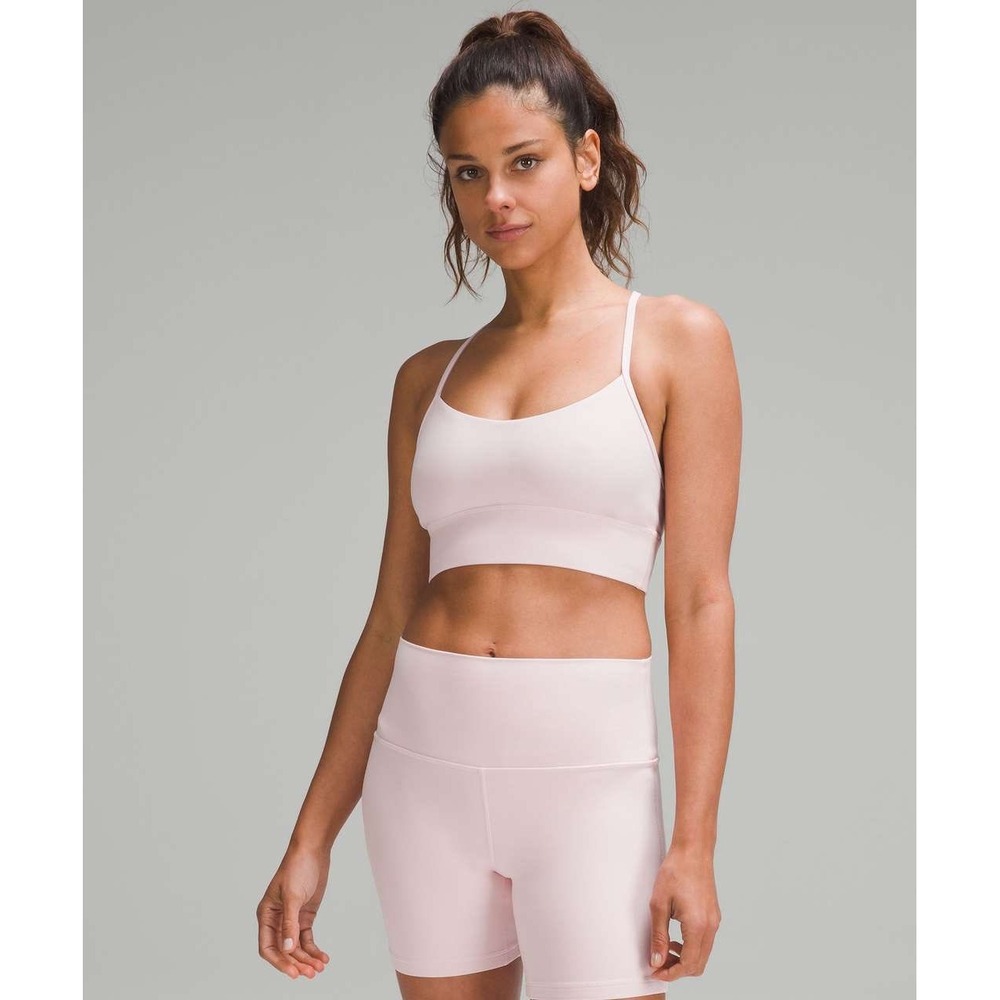 Lululemon Flow Y Nulu Longline Bra Light Support A-C Cup Pink Size 10